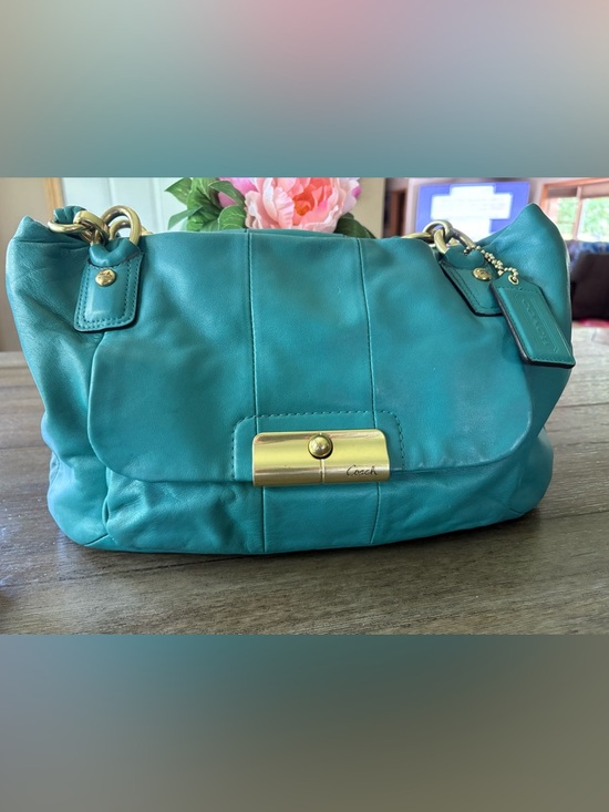 Coach Handbags - Coach Leather Purse Kristin #L1073-16814 Teal Color Bag Good Condition EUC